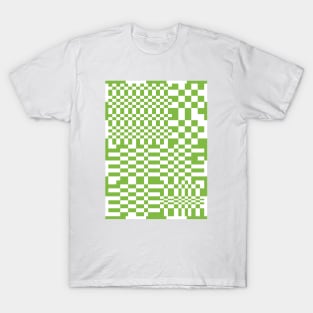 Checkerboard Pattern - Green White T-Shirt